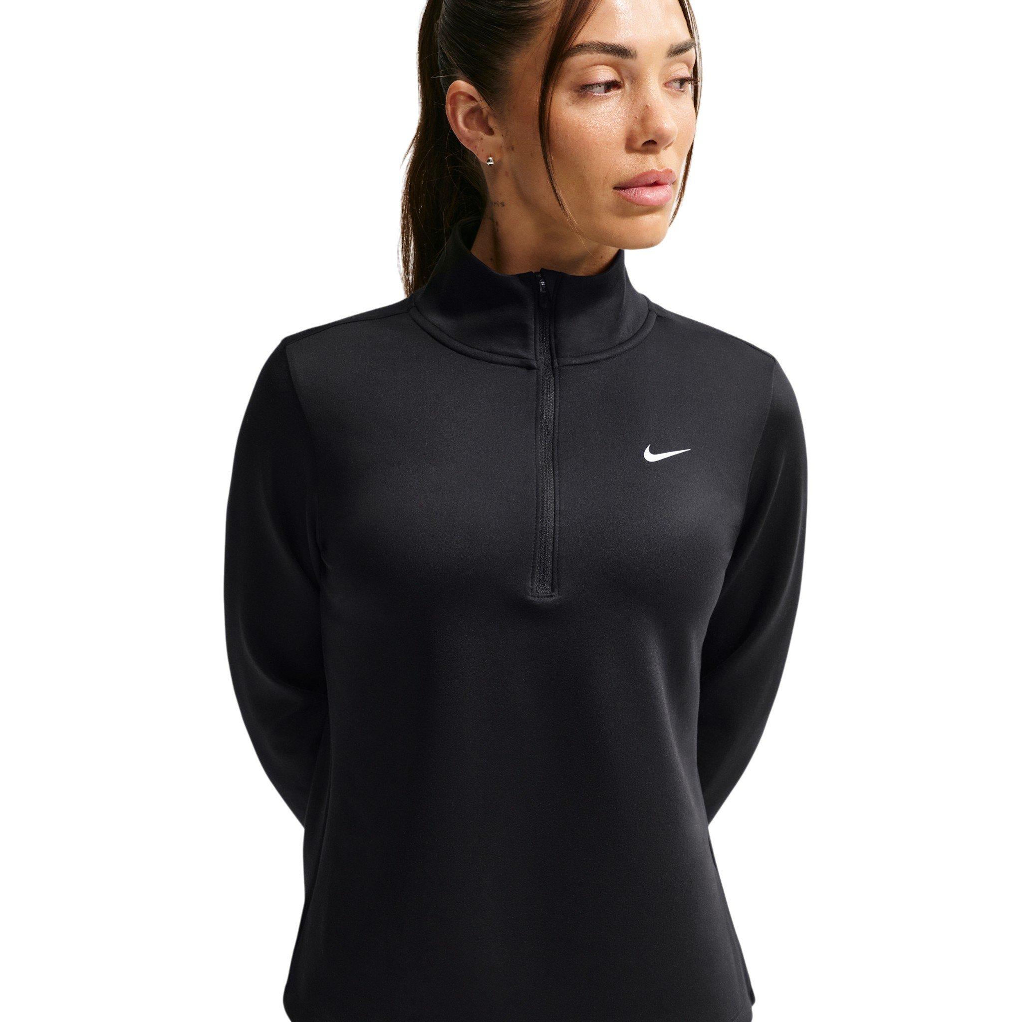 Nike Women's One Therma-FIT 1/2 Zip Mid Layer Top - Black/White - BLACK/WHITE